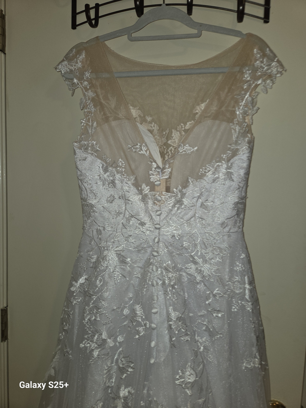 Illusion Neckline Lace A-Line Bridal Gown in Ivory - Picture 5 of 5